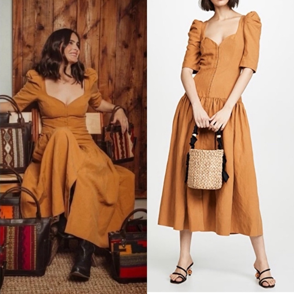 🆕 MARA HOFFMAN Phaedra Linen Maxi Dress Khaki Sz 0